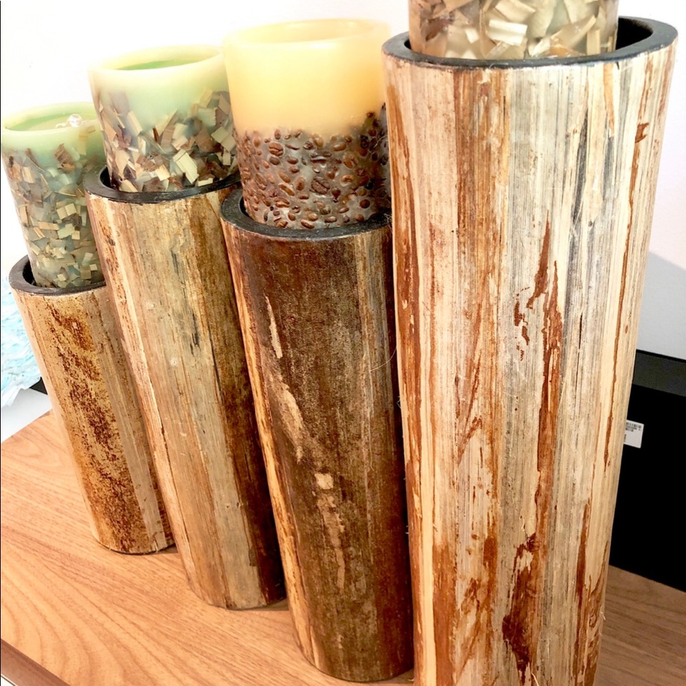 Wood candle holders